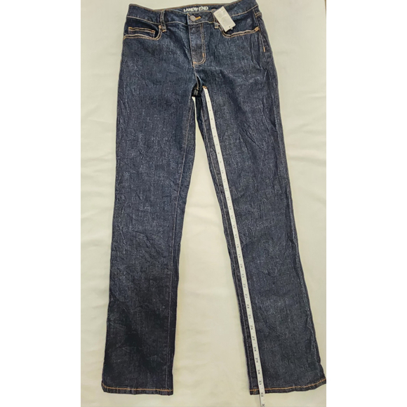 Lands' End Women Dark Denim Mid Rise Straight Jeans Sz 8 - Picture 5 of 14
